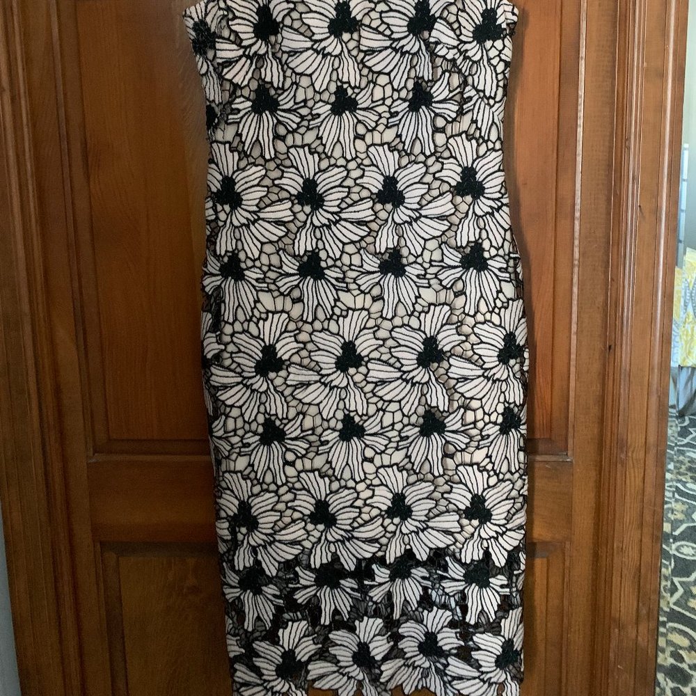 Shoshanna Midnight black/pink lace dress